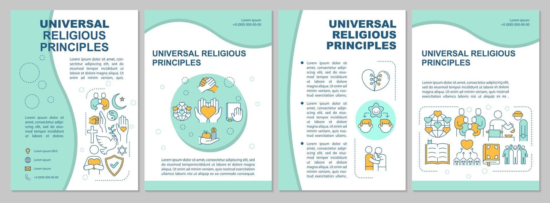 Universal religious principles brochure template vector