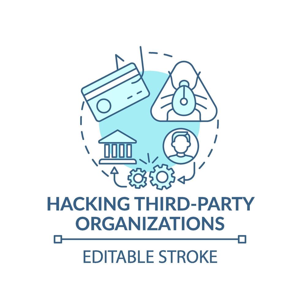 Hacking third-party organizations concept icon vector