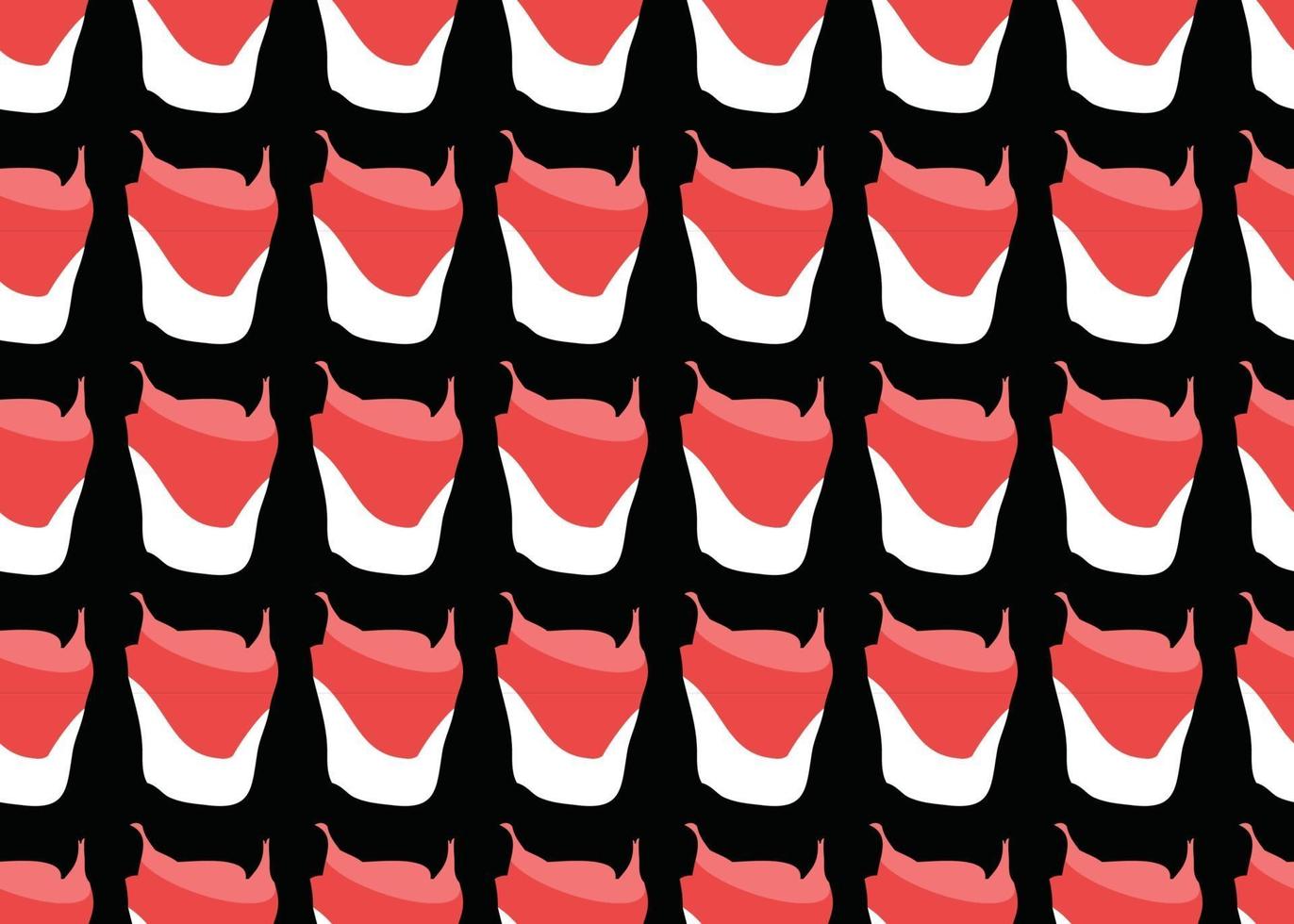 Hand drawn, red, black, white shapes seamless pattern vector