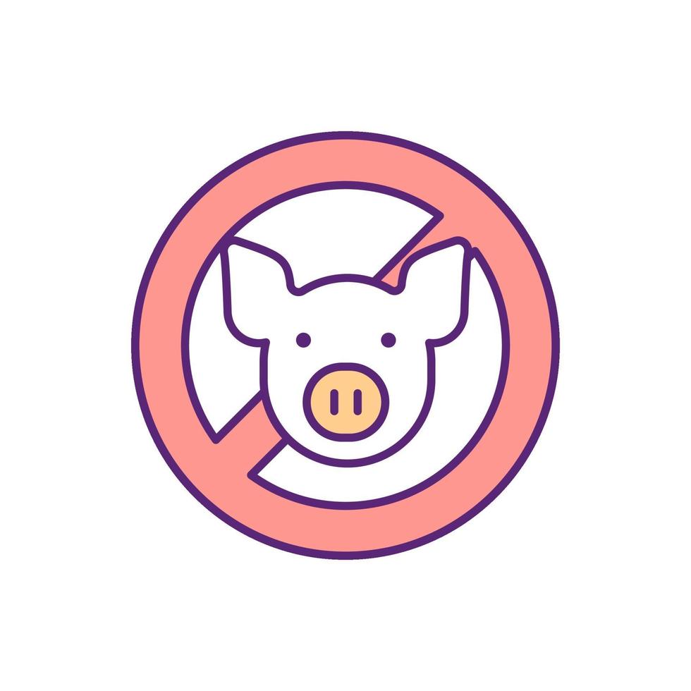 No pig RGB color icon vector