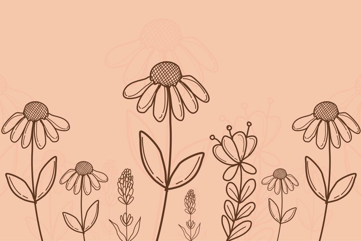 Floral Line Art Background Vector