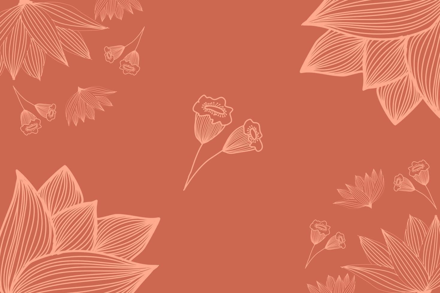 Floral Line Art Background Vector