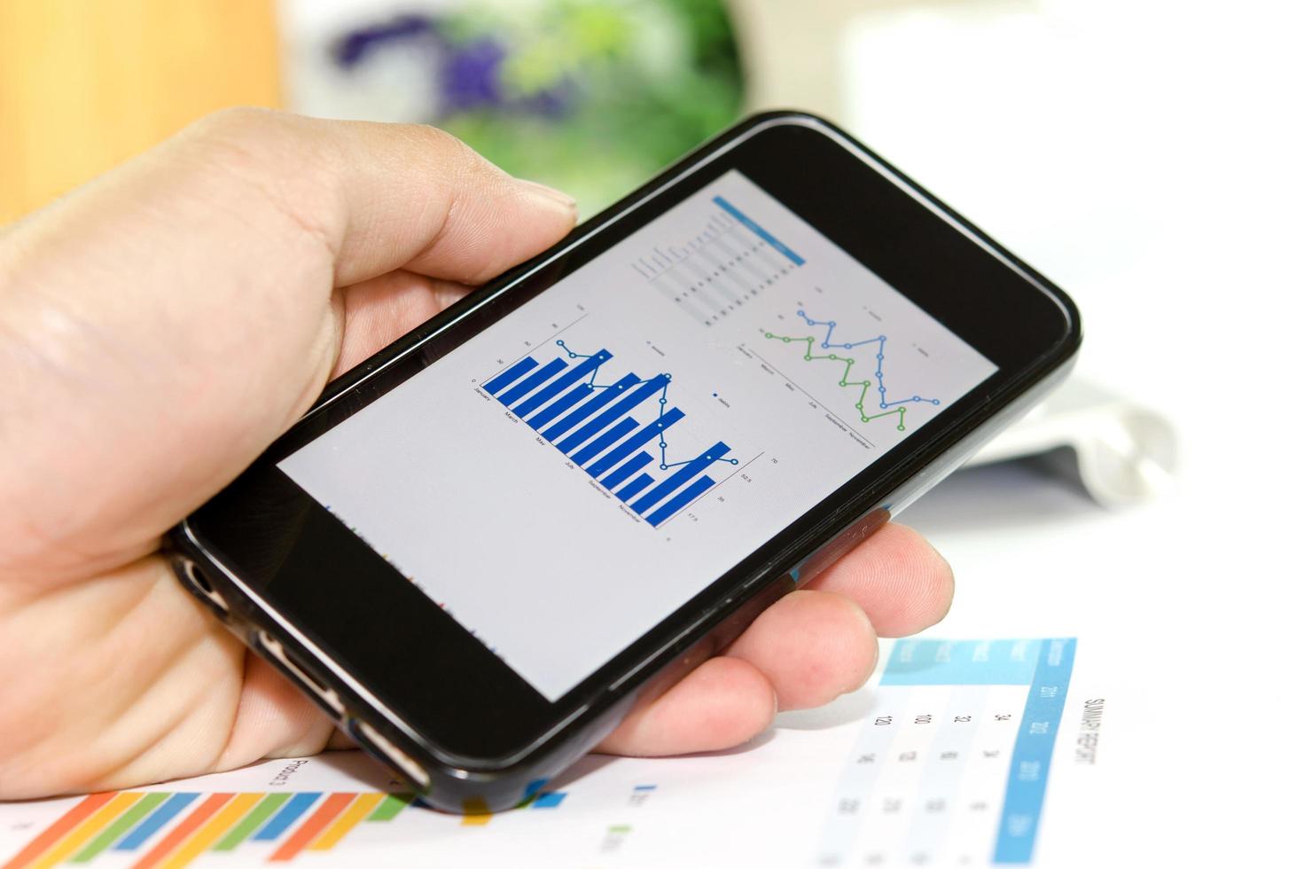 Graphs on a smartphone photo
