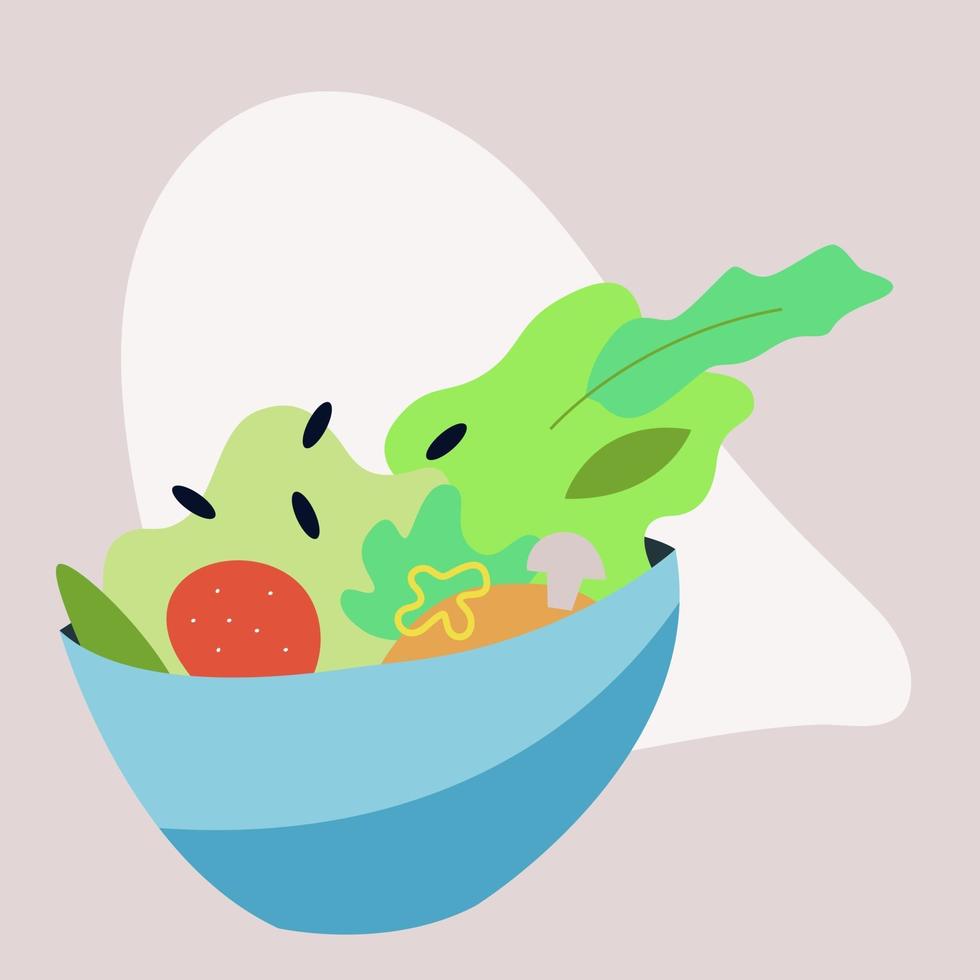 Large plate of healthy salad vector