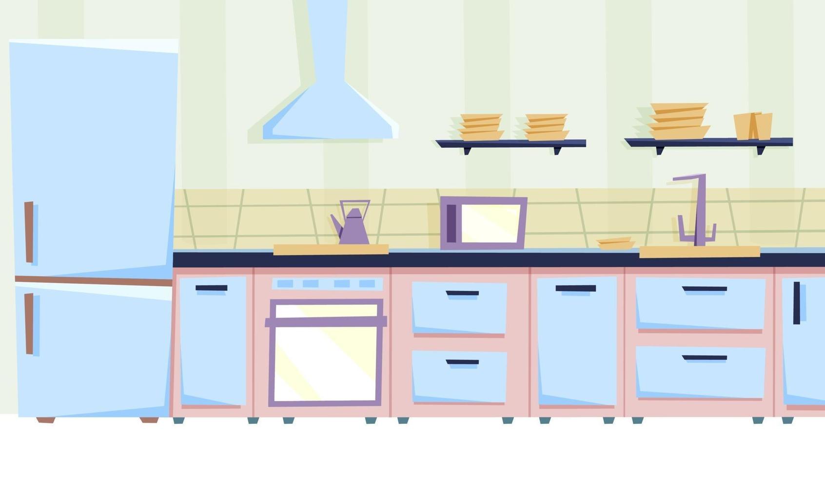 acogedora cocina en estilo plano vector