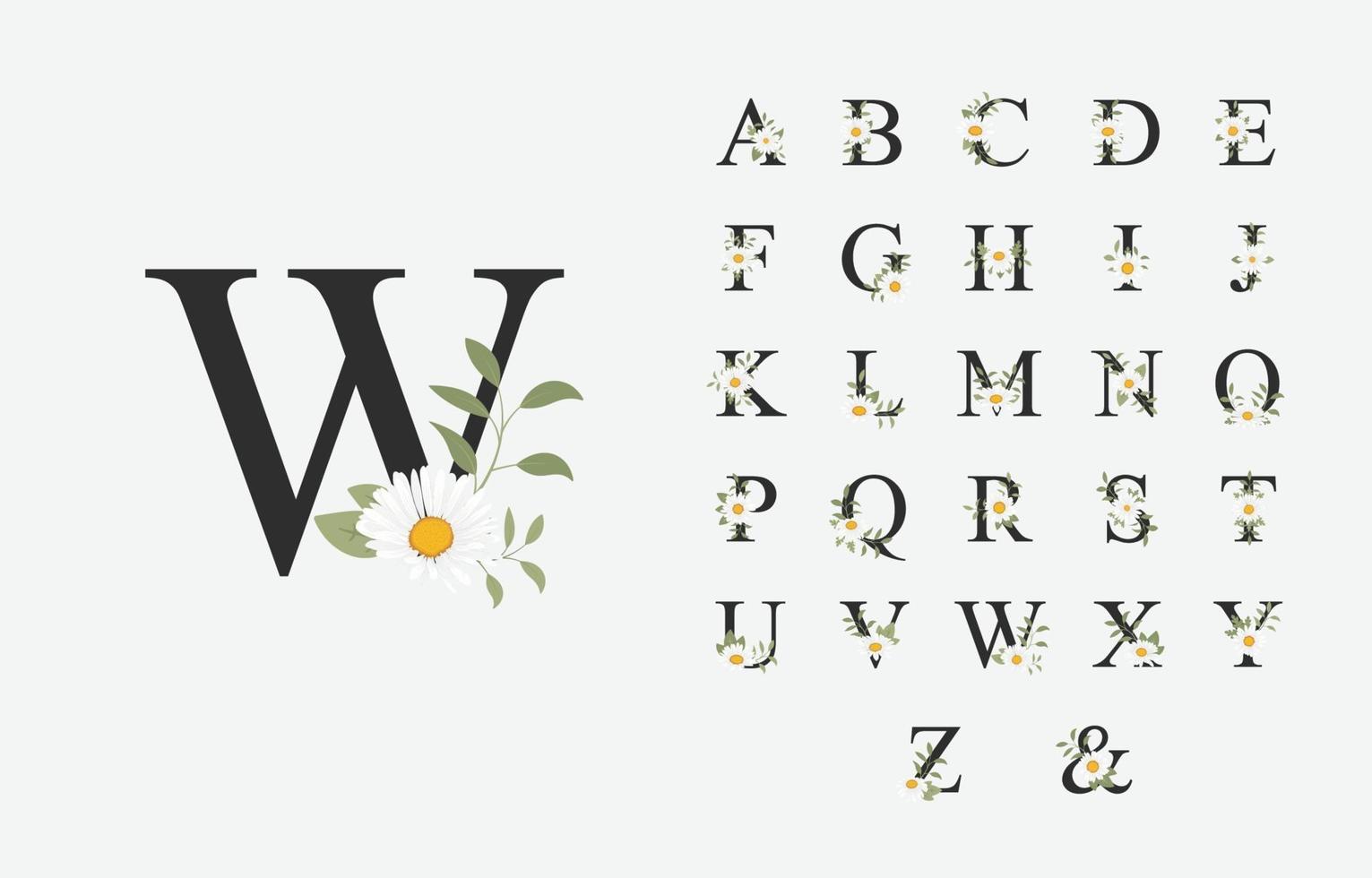 Beautiful alphabet for wedding with flower vector