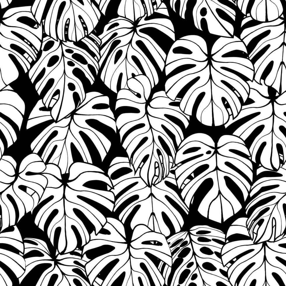 Monstera Leaf Seamless Pattern vector