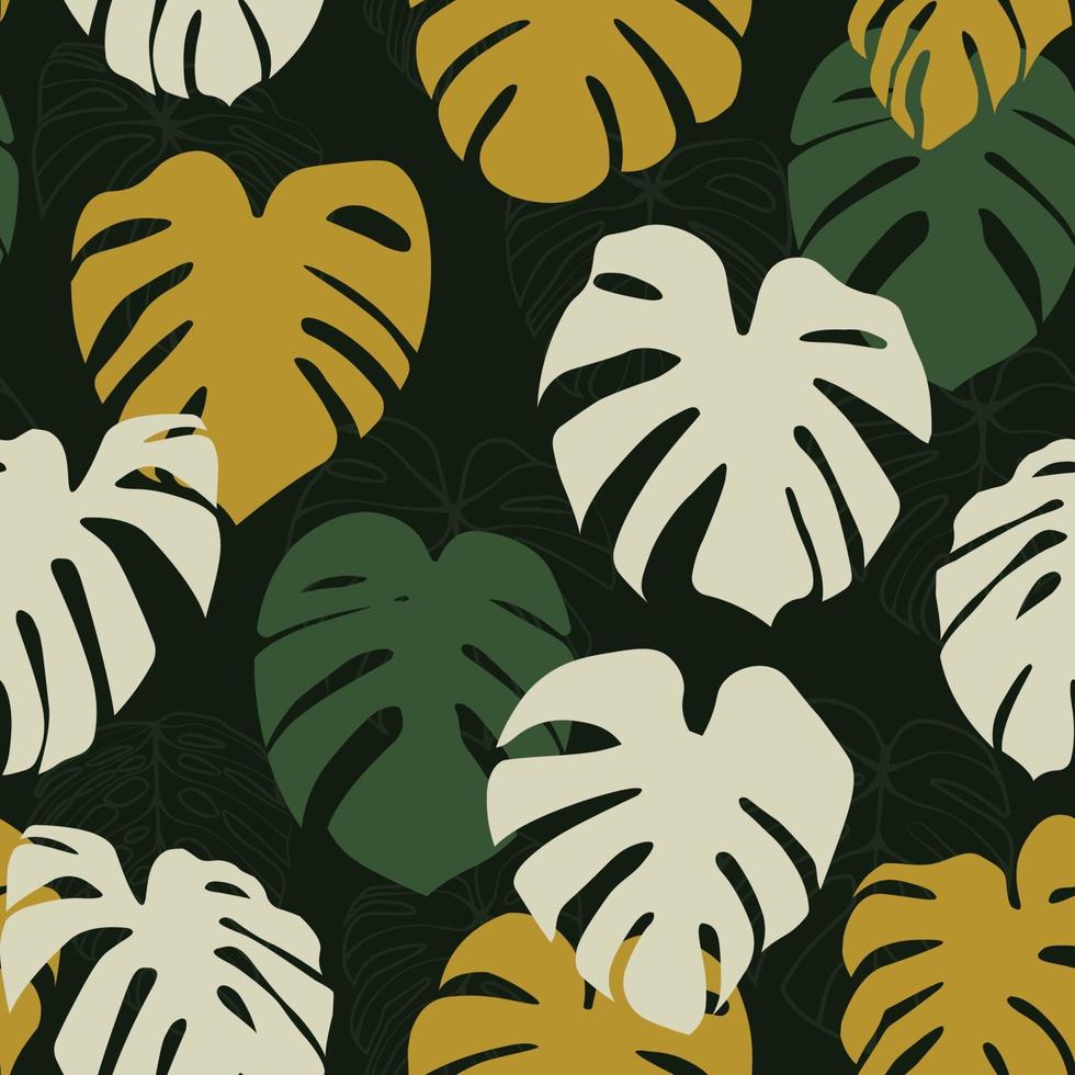 Monstera deliciosa hoja de patrones sin fisuras. perfecto para textil, tela, fondo, estampado vector