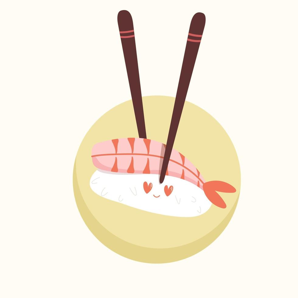 lindo sushi con ojos divertidos vector