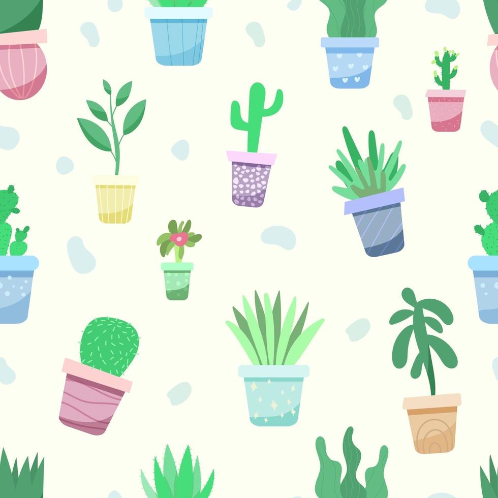 Seamless pattern with potted plants vector