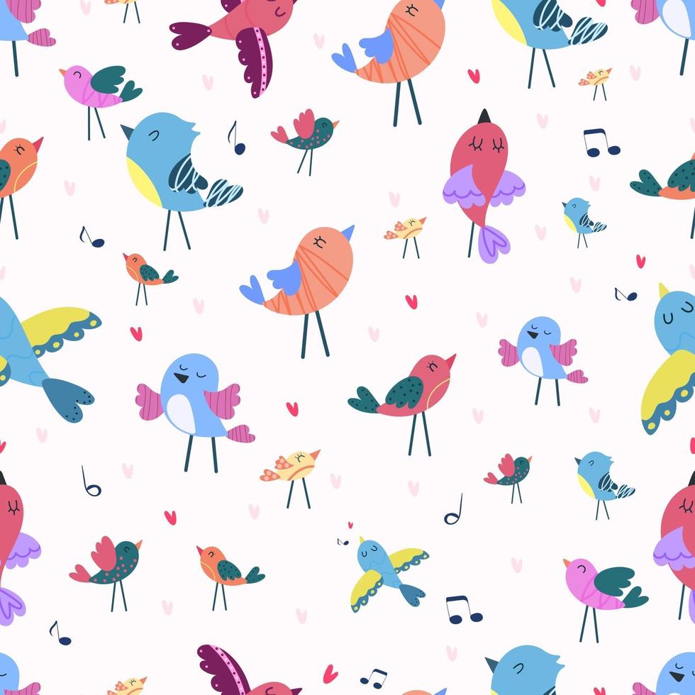 Seamless pattern with birds and songs vector