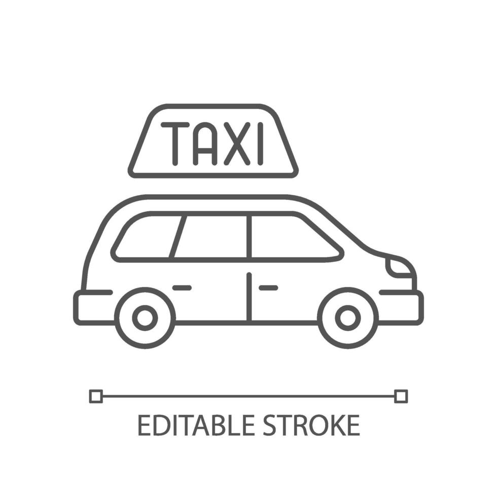 icono lineal de taxi minivan vector