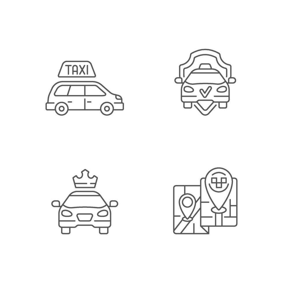 Conjunto de iconos lineales de servicio de taxi moderno vector