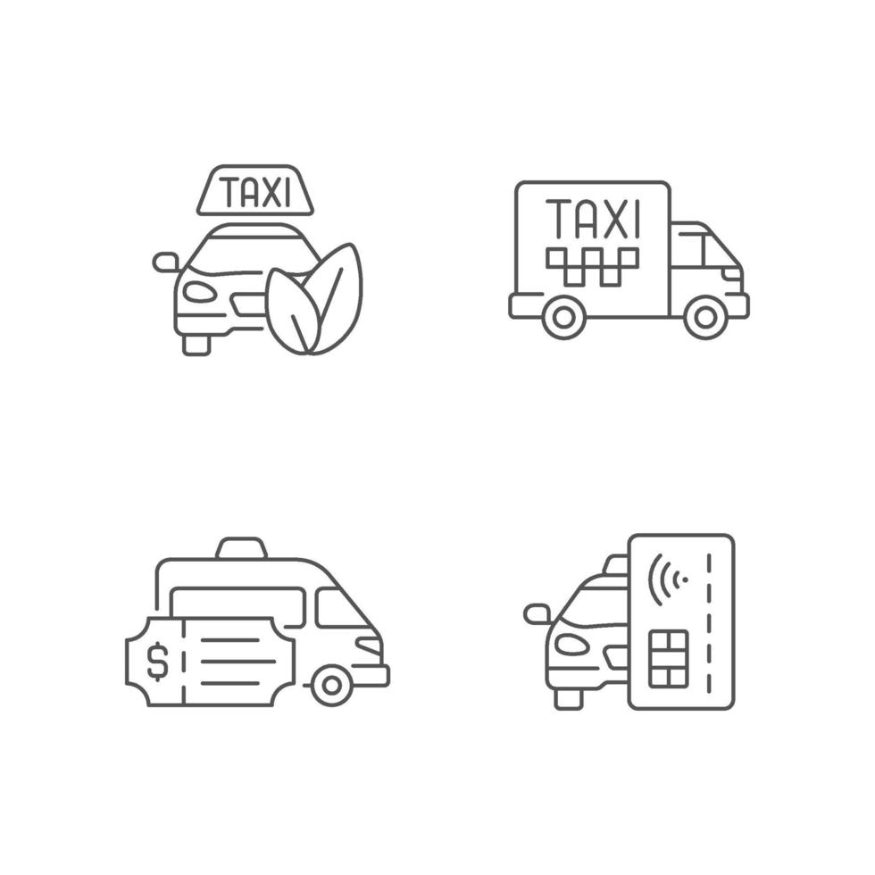 Eco-friendly taxi linear icons set vector