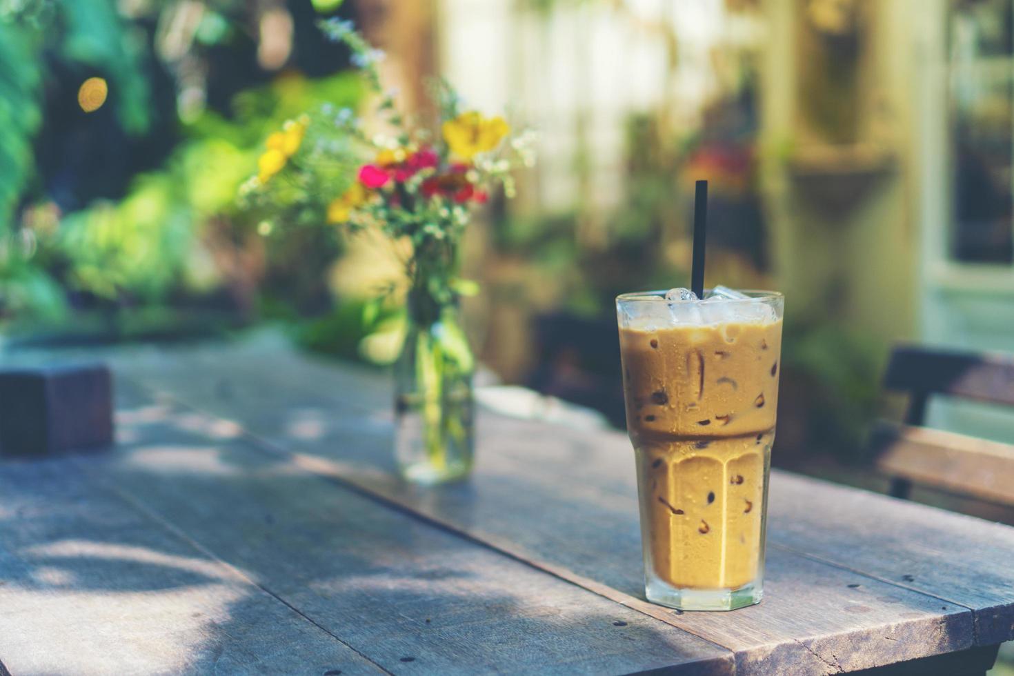 Glass of iced coffee photo