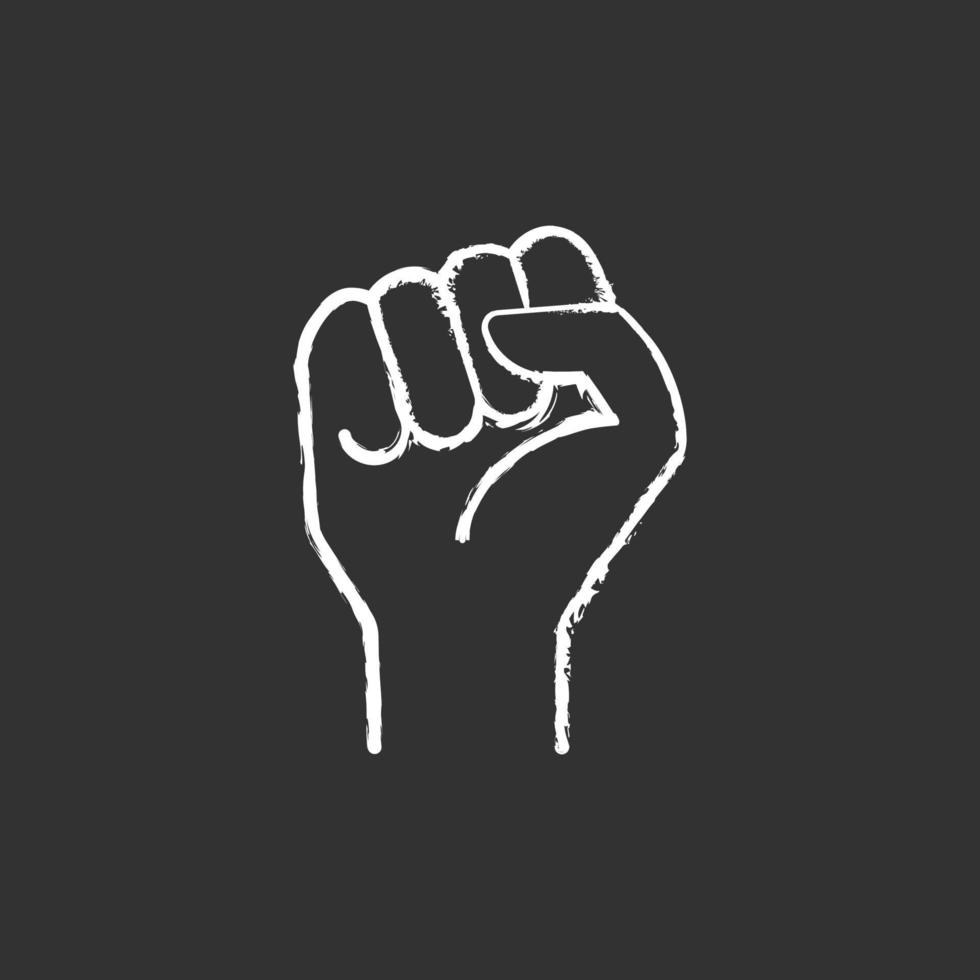 Clenched fist chalk white icon on black background vector