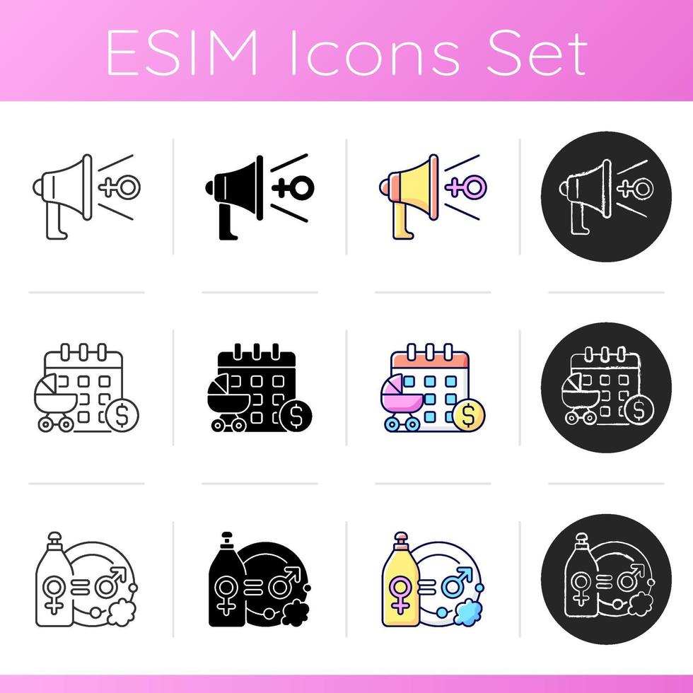 Feminism icons set vector