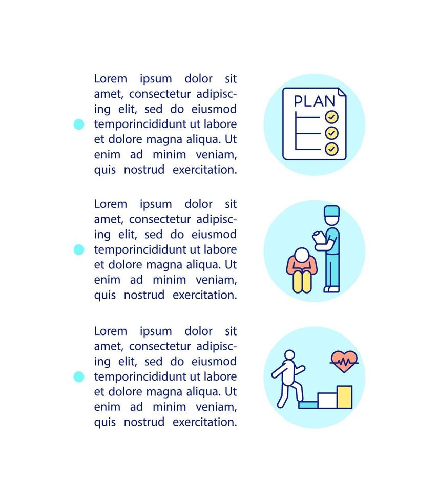 Icono de concepto de programas de rehabilitación y autogestión con texto vector