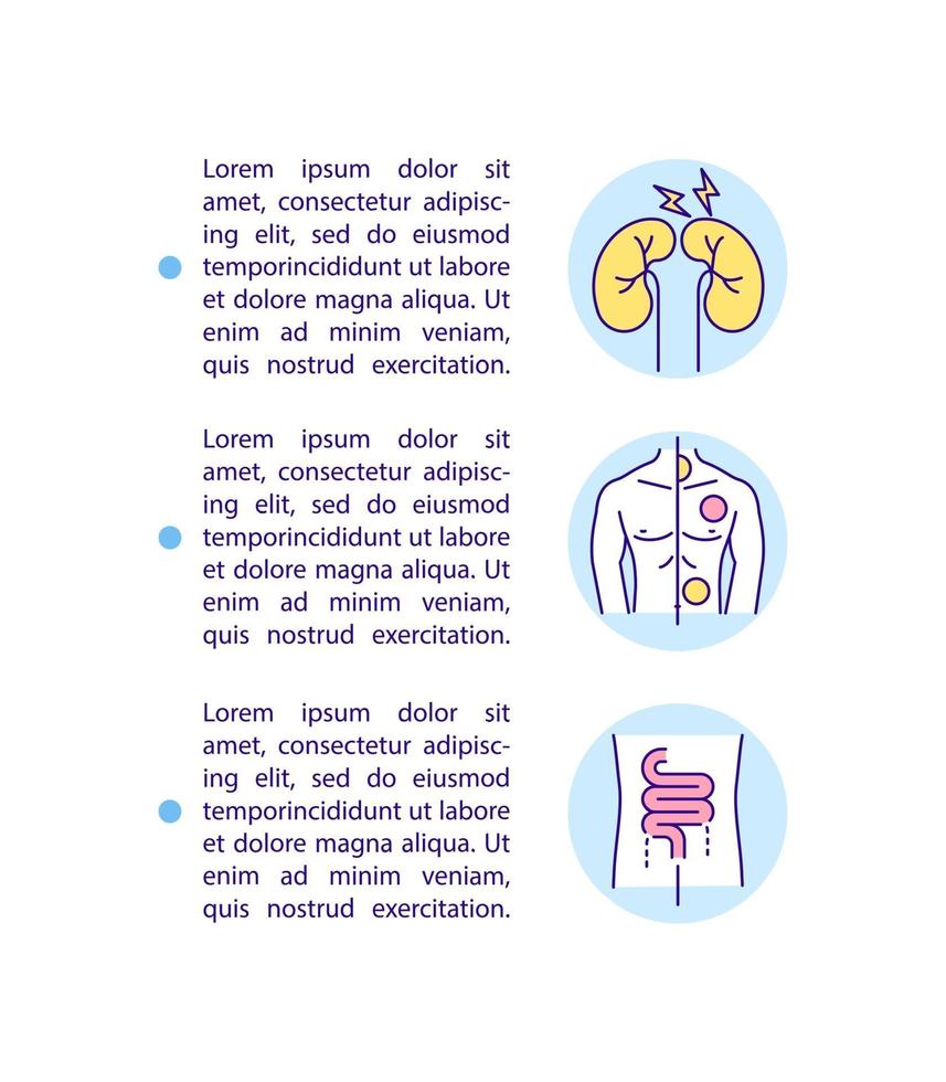 Icono de concepto de complicaciones renales y dermatológicas con texto vector