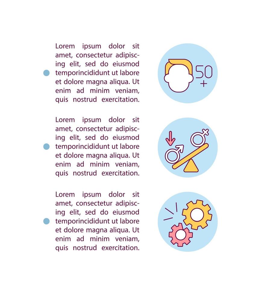 Age and gender predisposition concept icon with text vector
