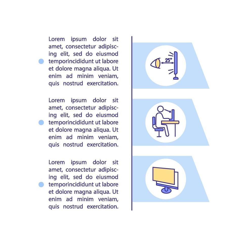 prevención de la tensión de los ojos digitales icono del concepto con texto vector