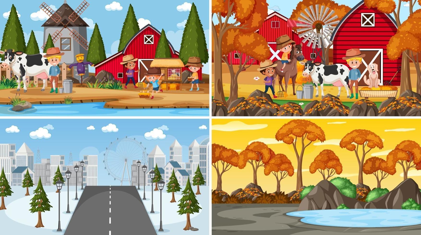 Set of different nature background scenes vector