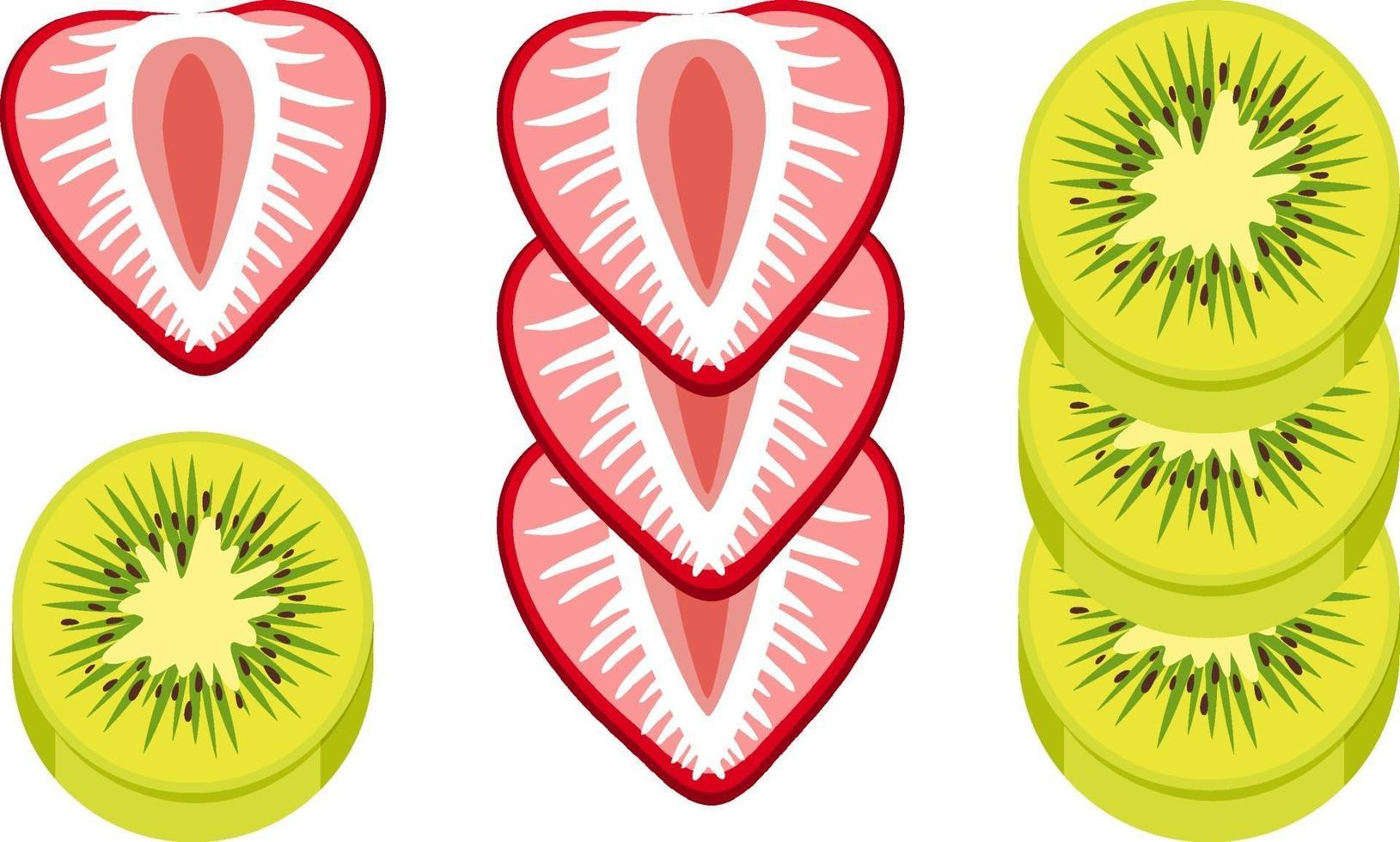 Fresa y kiwi picados aislados vector