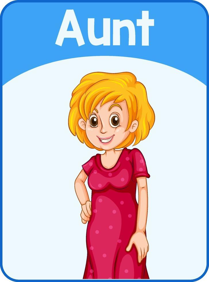 Educational English word card of aunt vector