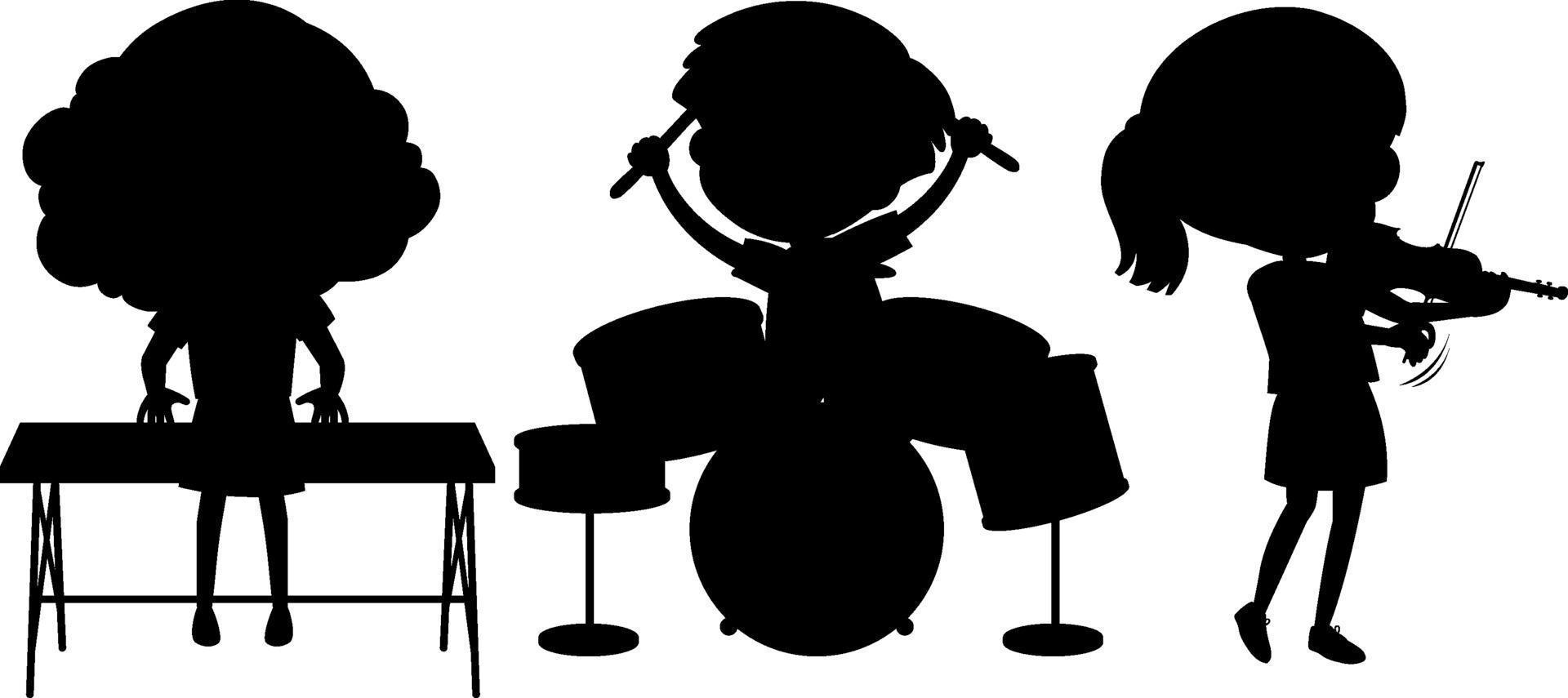 Set of kids silhouette cartoon character vector