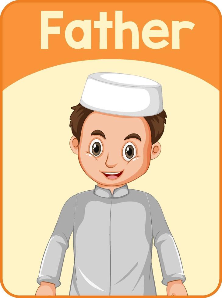 Educational English word card of father vector