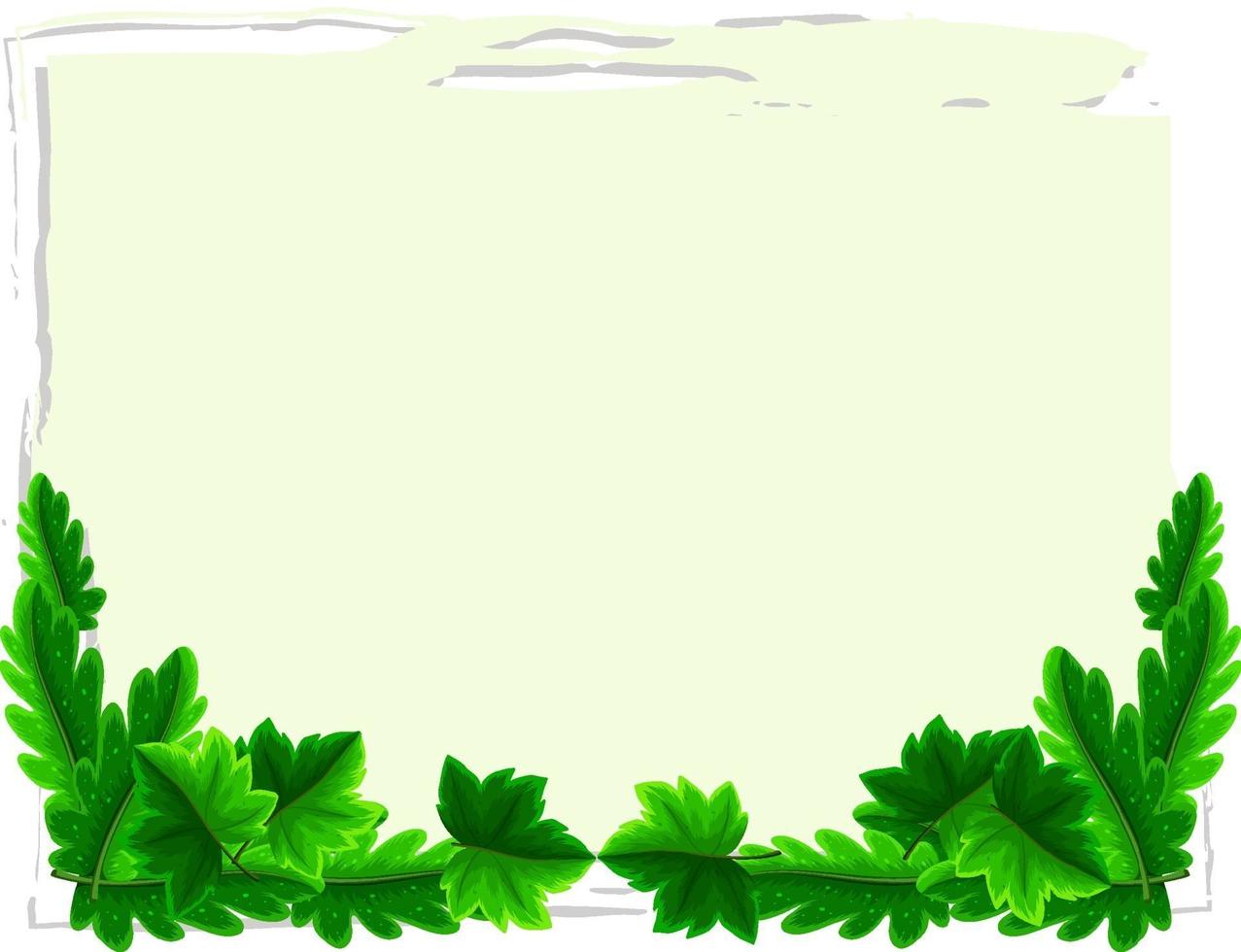 Banner vacío con elementos de hojas sobre fondo blanco. vector