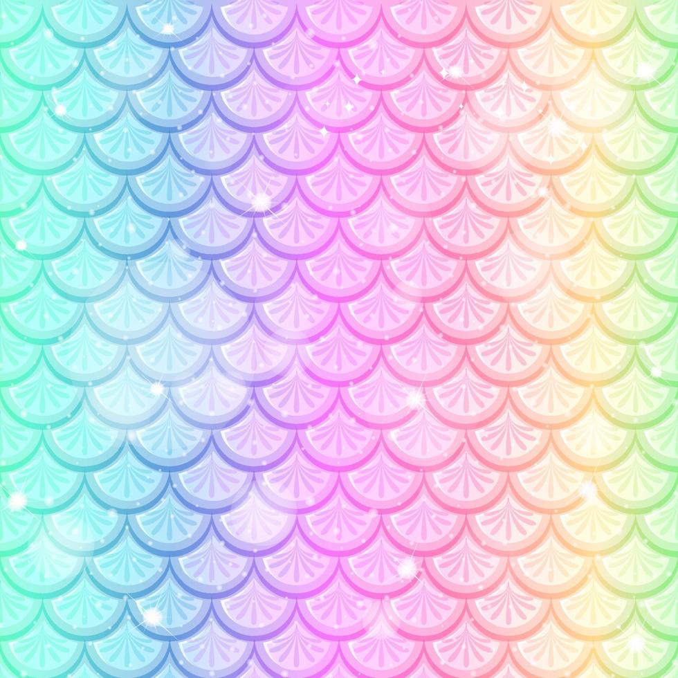 Pastel rainbow fish scales seamless pattern vector