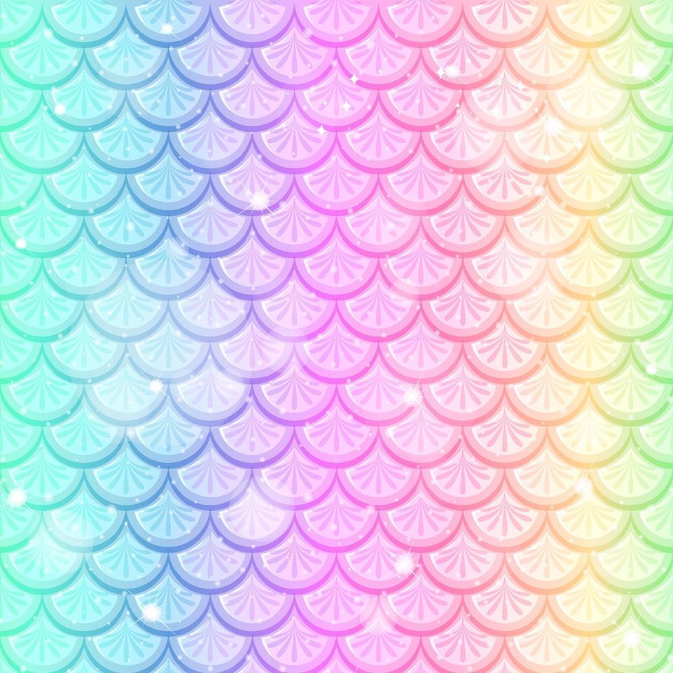 Pastel rainbow fish scales seamless pattern vector