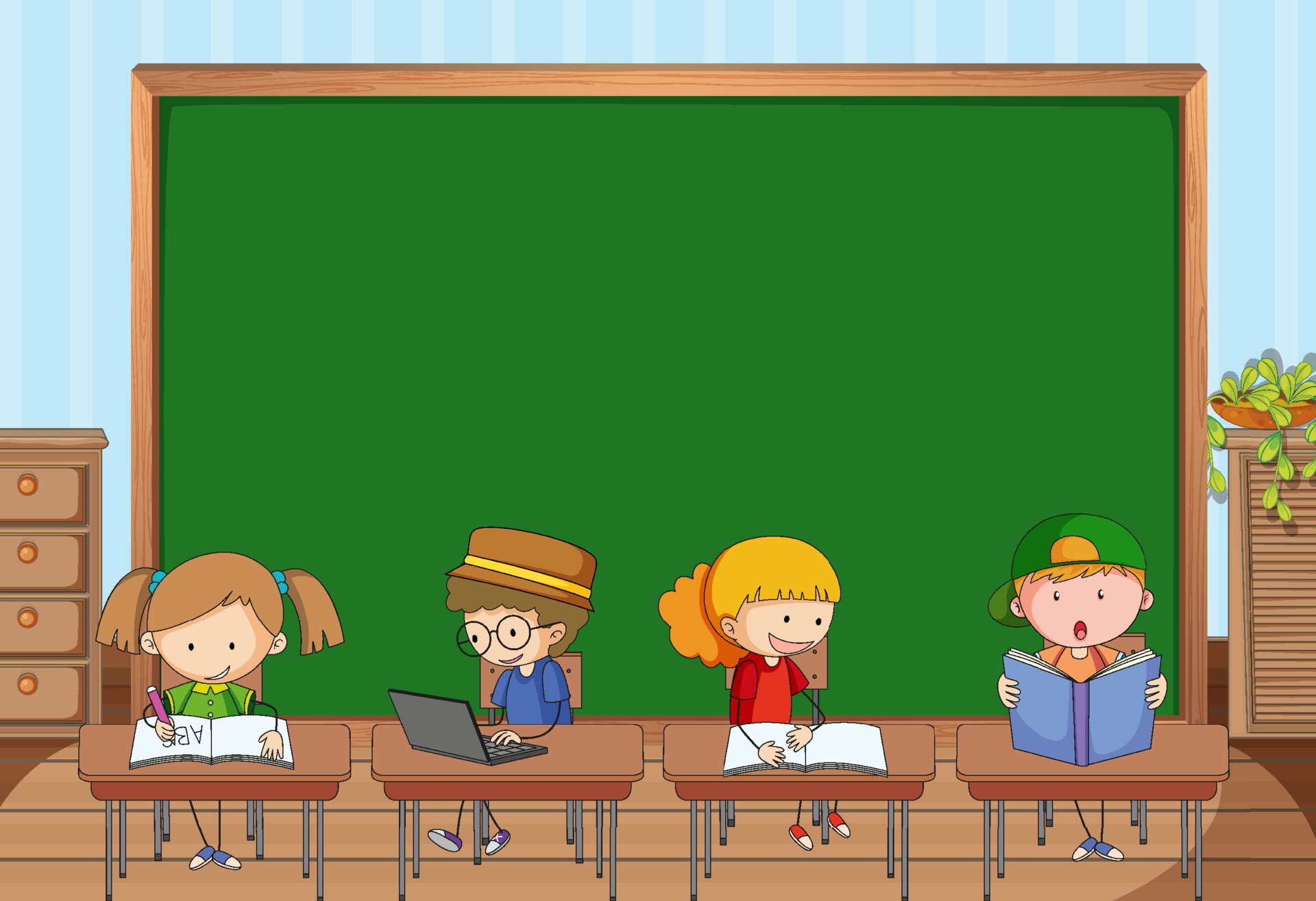 Empty blackboard in classroom scene with many kids doodle cartoon character 2131447 Vector Art at Vecteezy Empty blackboard in classroom scene with many kids doodle cartoon character 2131447 Vector Art at Vecteezy