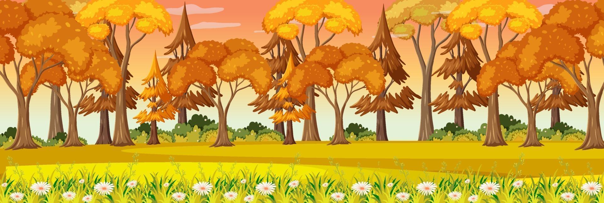 Autumn park horizontal landscape scene vector