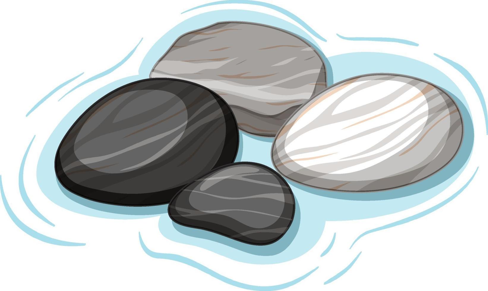 Group of black and white stones on water on white background vector