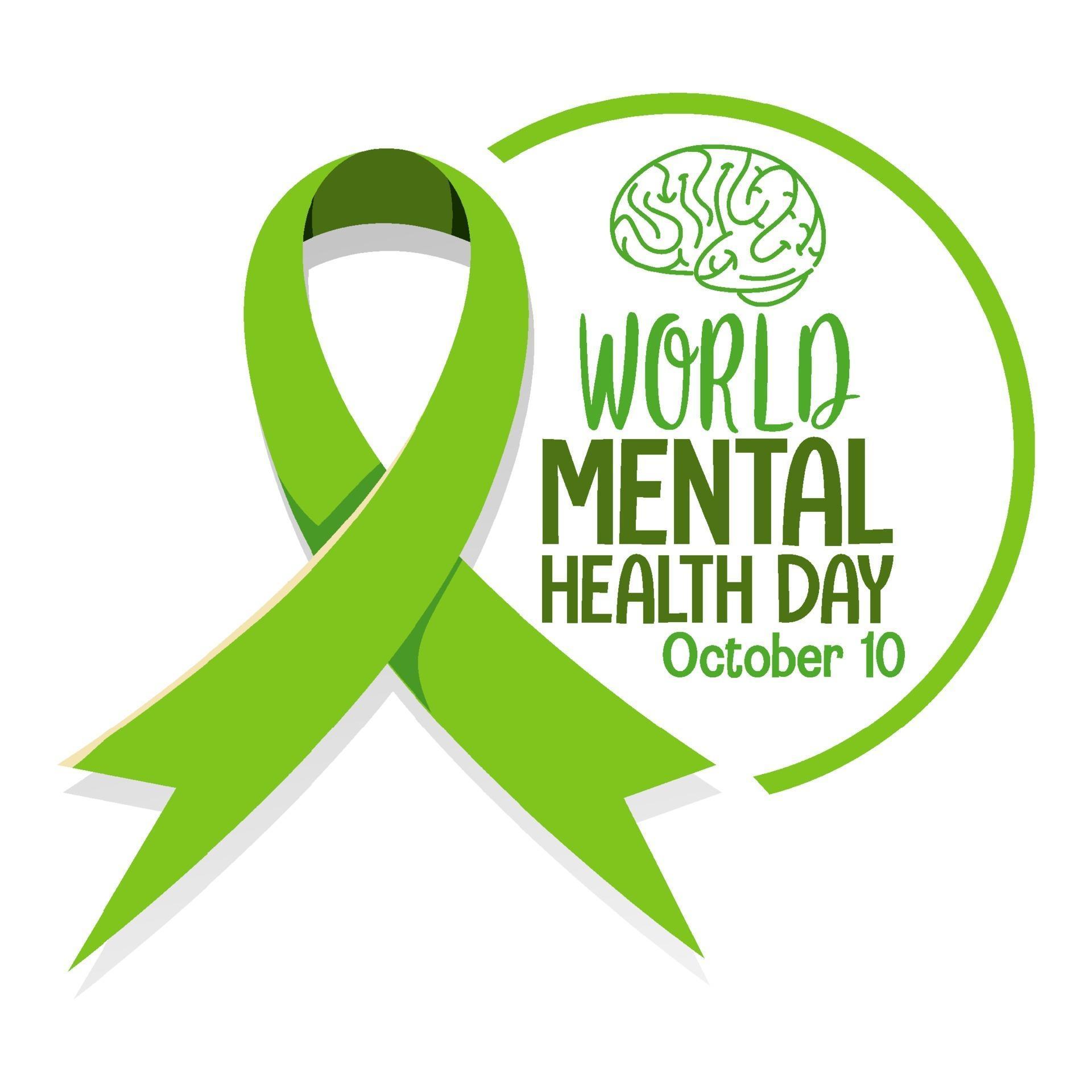 World Mental Health Day banner or logo isolated on white background