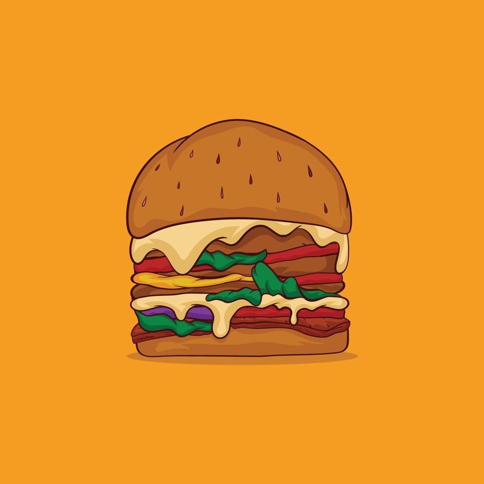 Hamburger illustration isolated on yellow background vector