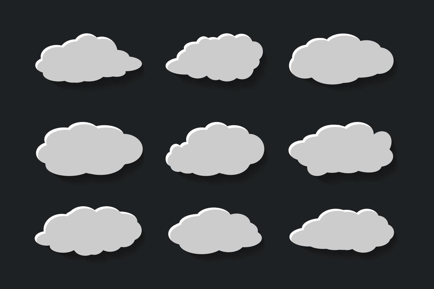 Flat clouds in papercut style collection vector
