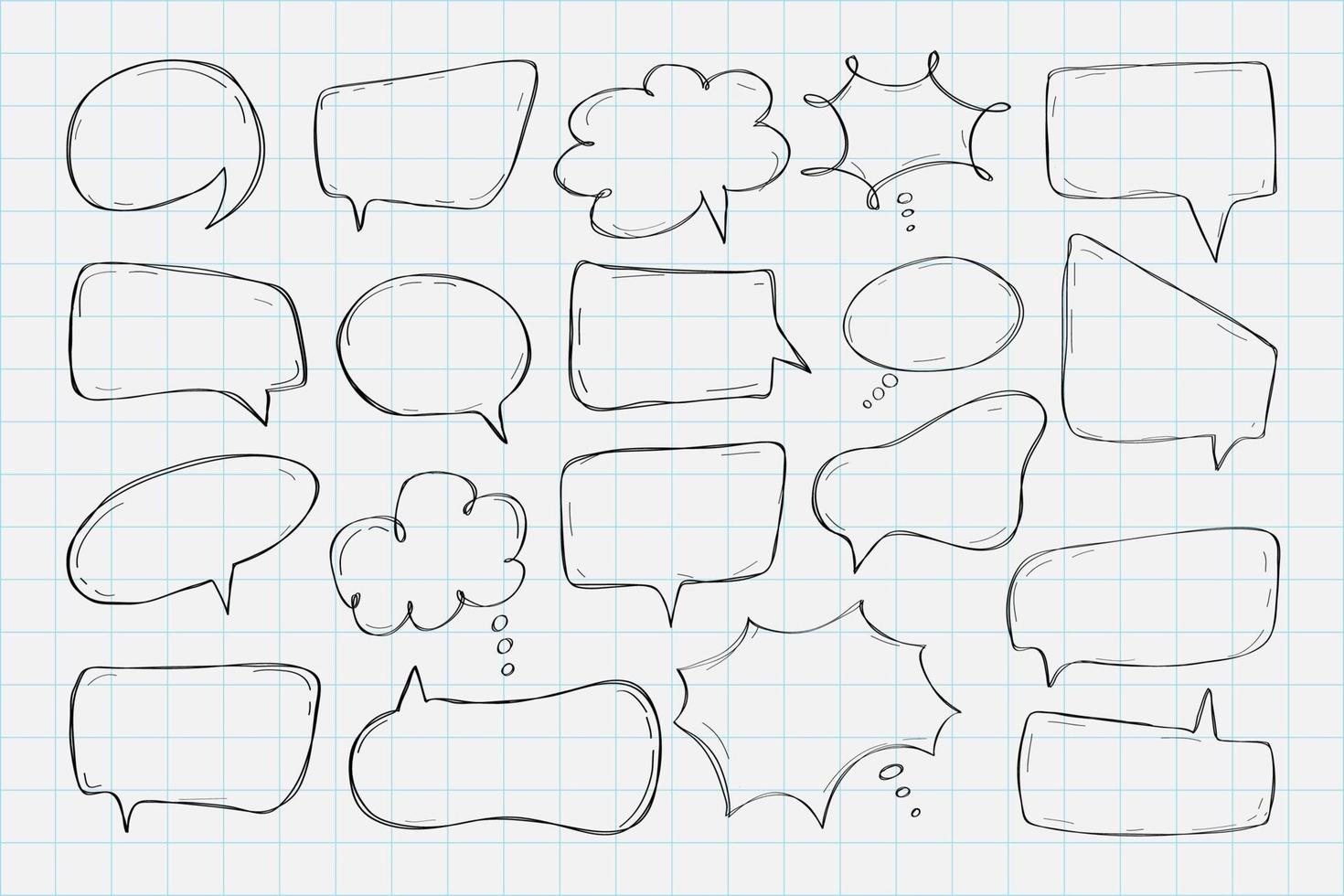 Hand drawn speech bubbles collection vector