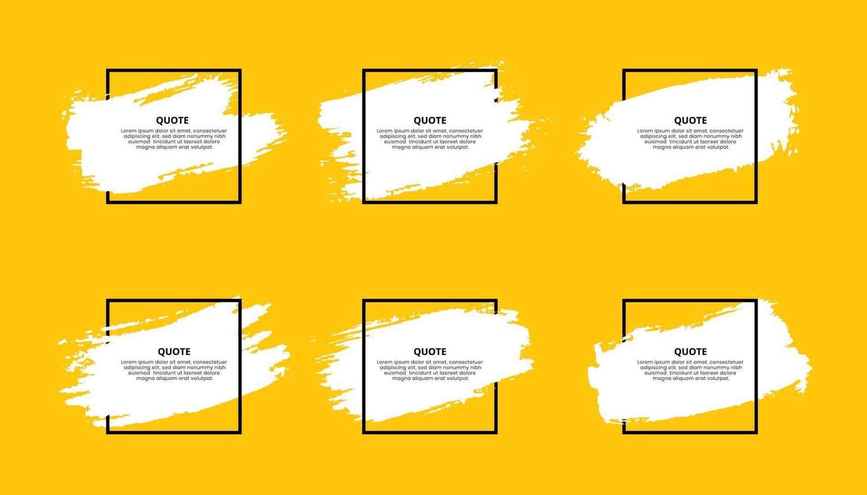 Quote frames with brush strokes isolated on yellow background vector