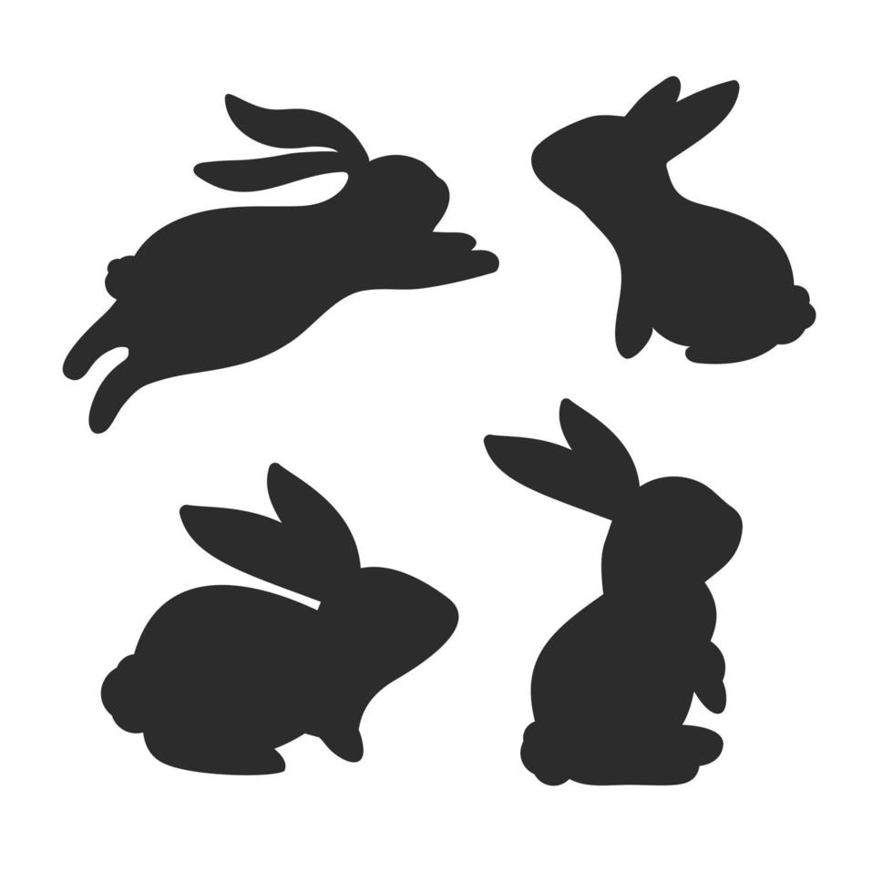 Rabbit silhouette set vector