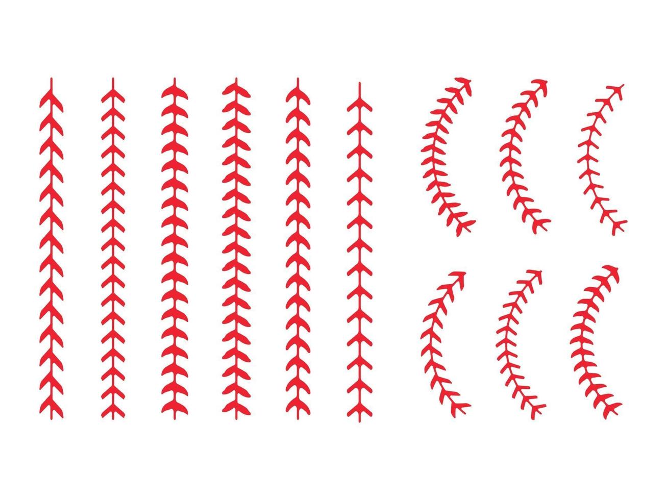 Red baseball stitching set vector