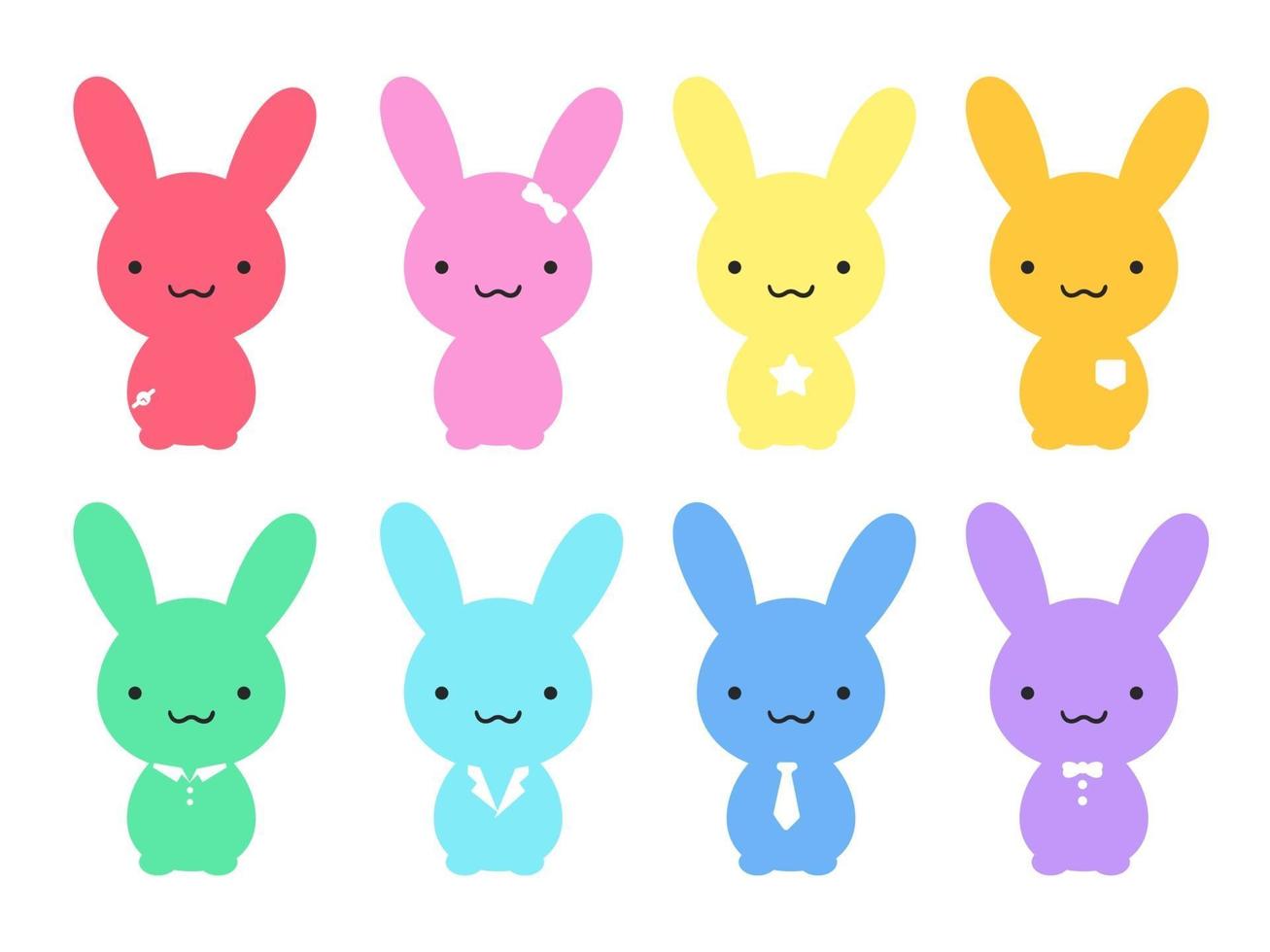 Simple Rabbit cartoon set vector