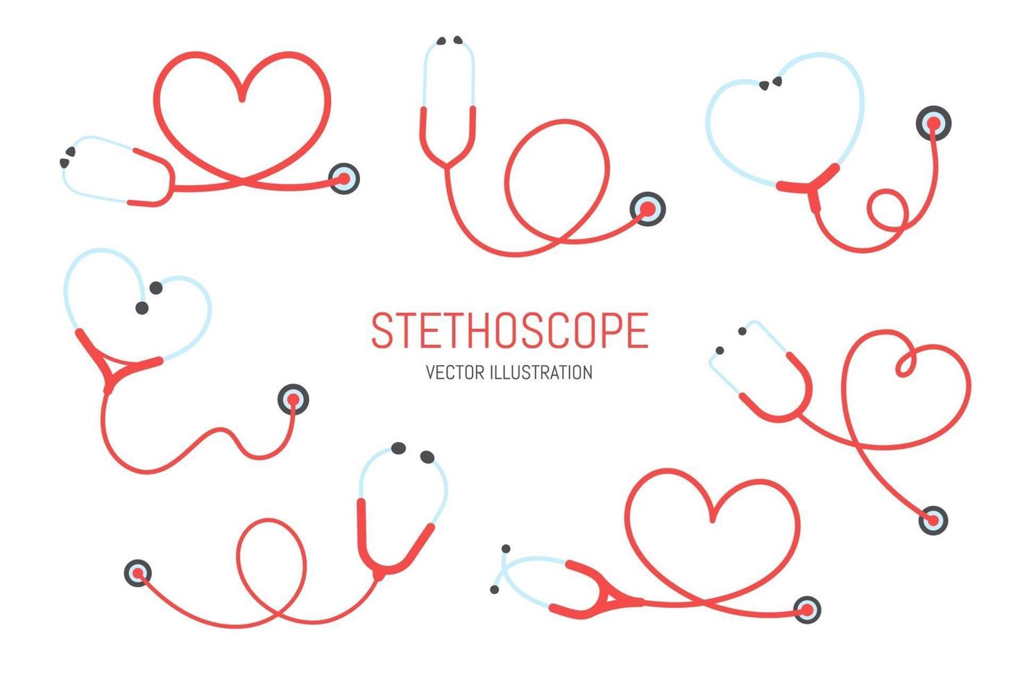 Red stethoscope set vector