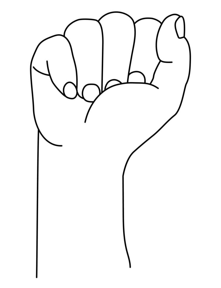 Hand gesture. Raised fist up or clenched fist. Vector illustration.