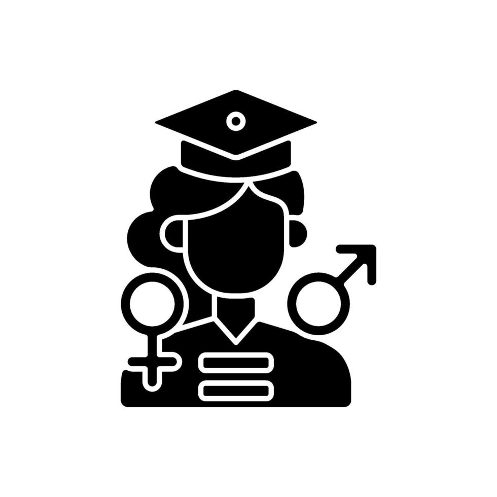 Equal education opportunities black glyph icon vector