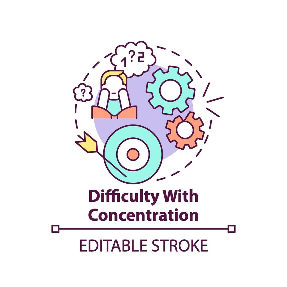 Difficulty with concentration concept icon vector