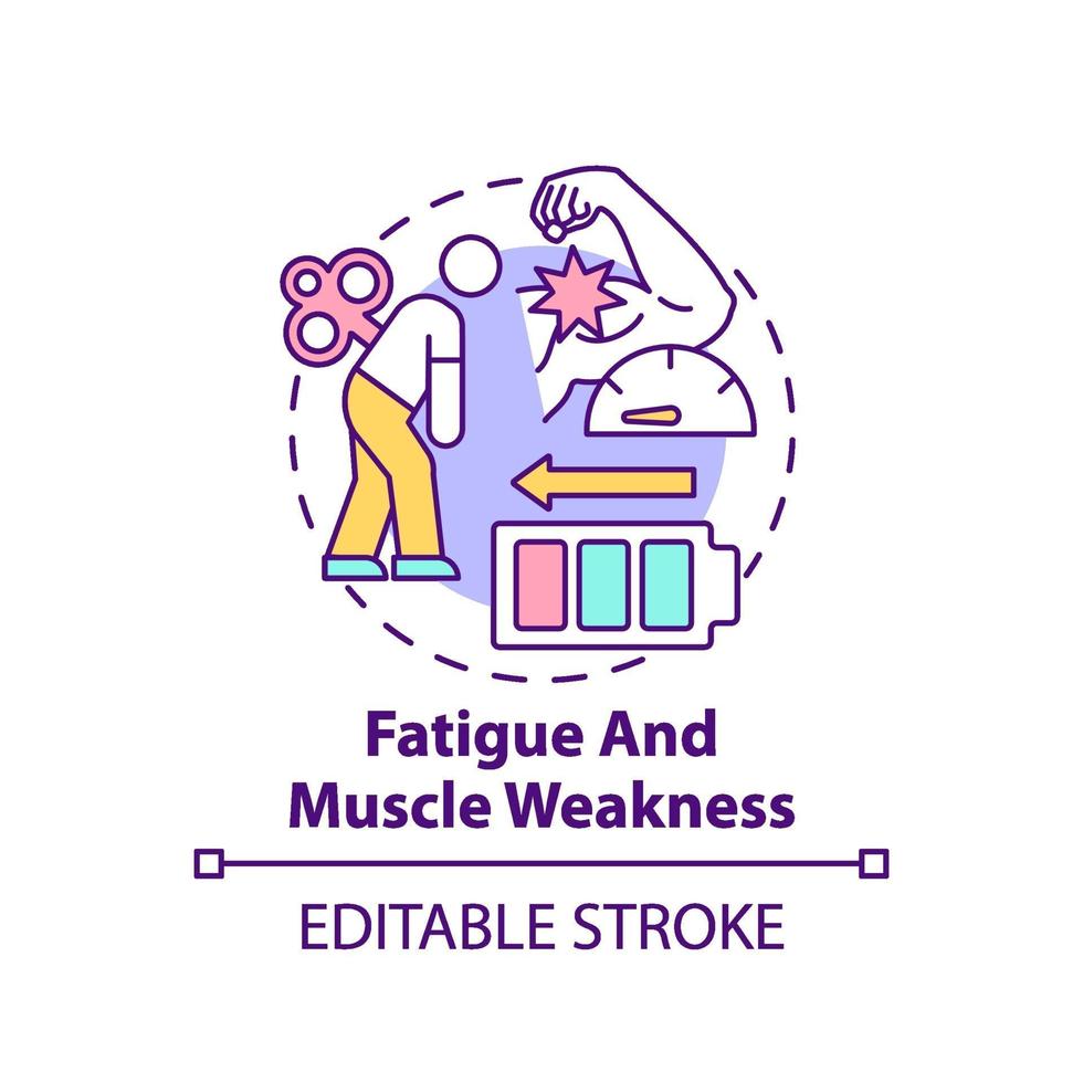 Fatigue and muscle weakness concept icon vector