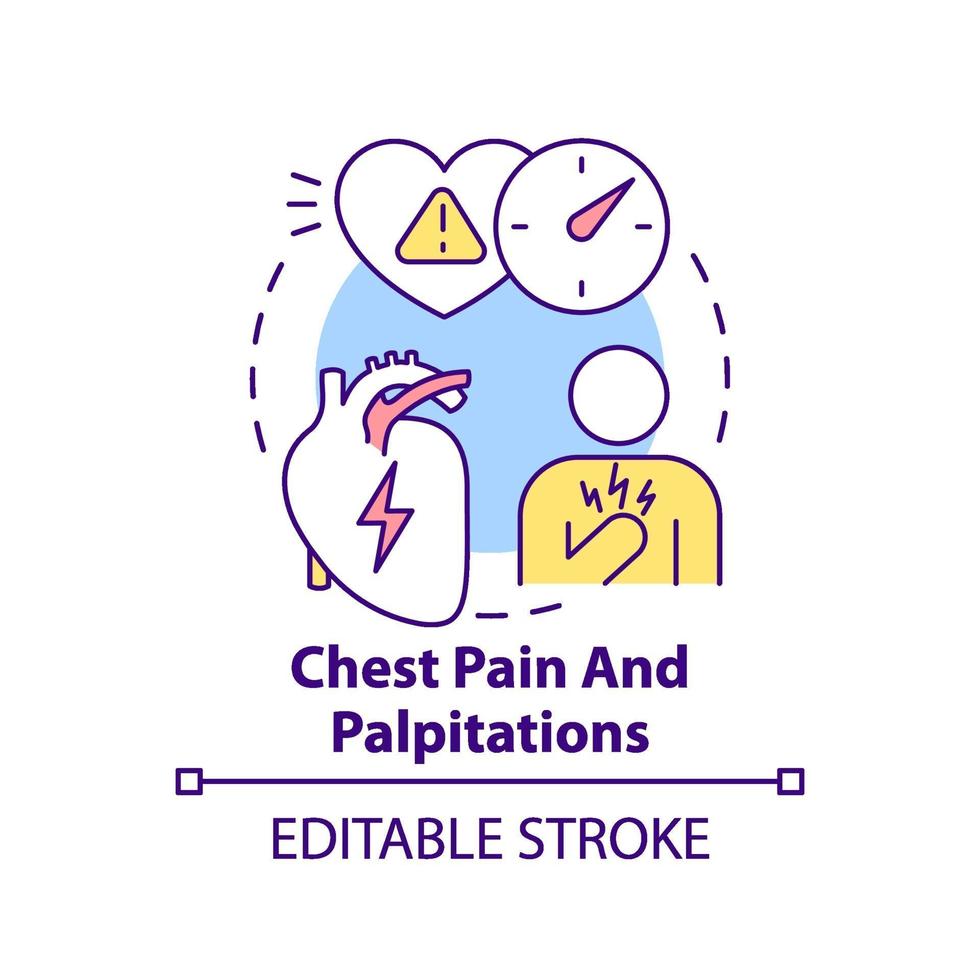 icono de concepto de dolor de pecho y palpitaciones vector